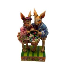 Jim Shore Heartwood Creek “Happy Together” Bunny Couple w/Basket 4007543 New